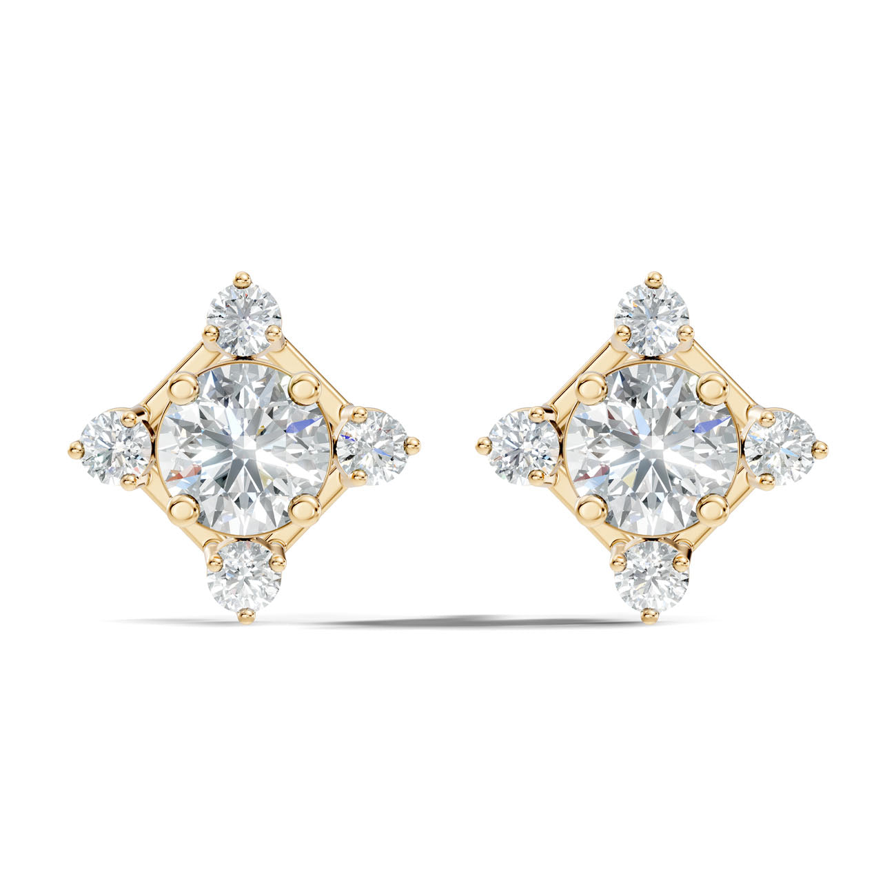 1.30 Ct. Round Diamond Cluster Earrings with Four-Stone Halo (GJSER-45) 4
