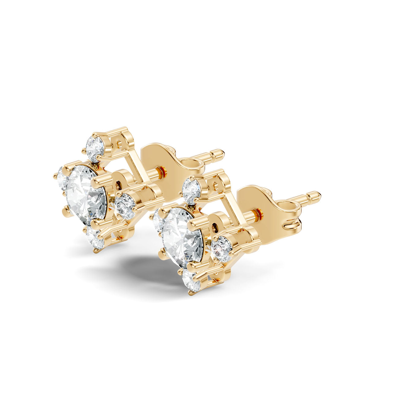 1.30 Ct. Round Diamond Cluster Earrings with Four-Stone Halo (GJSER-45) 5