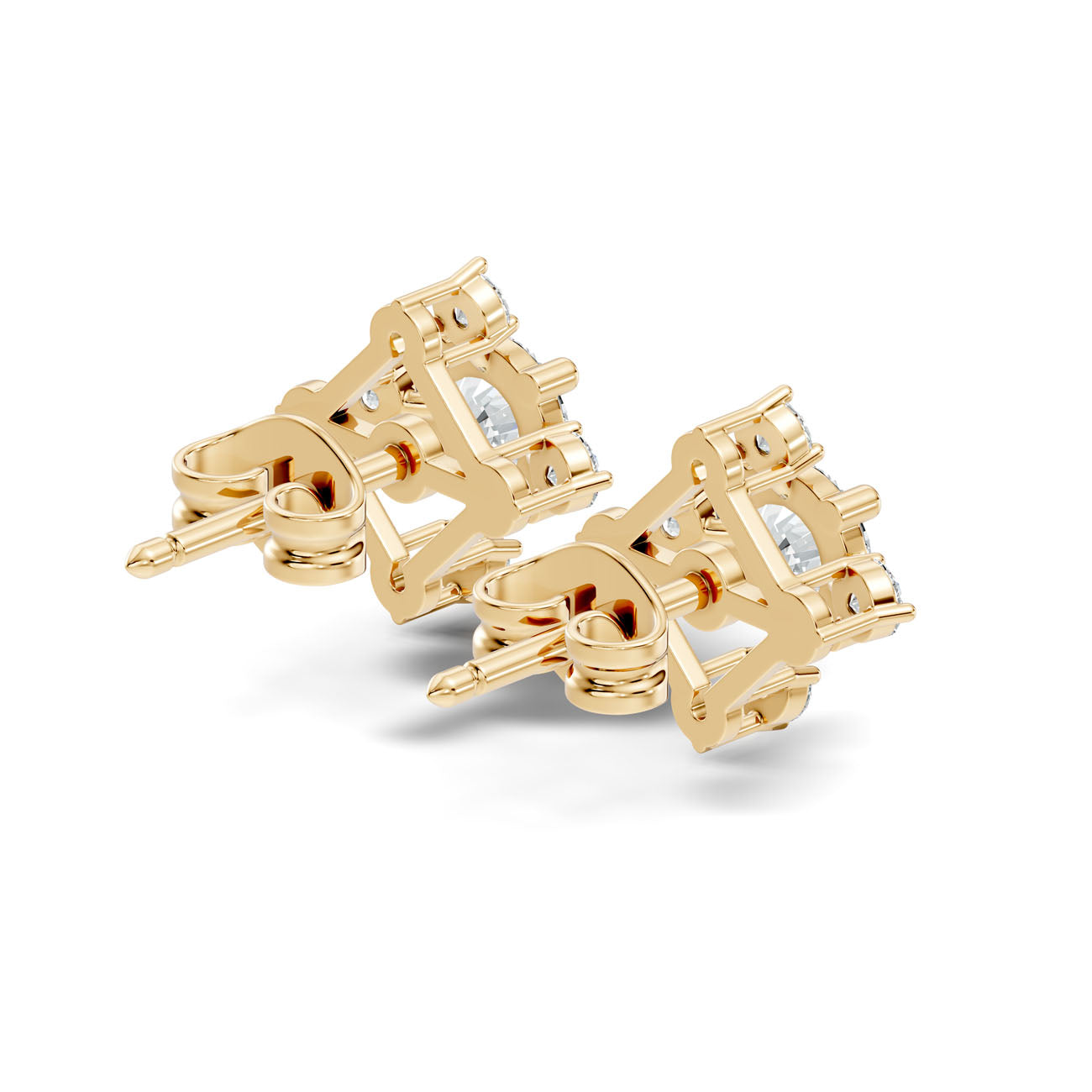 1.30 Ct. Round Diamond Cluster Earrings with Four-Stone Halo (GJSER-45) 6
