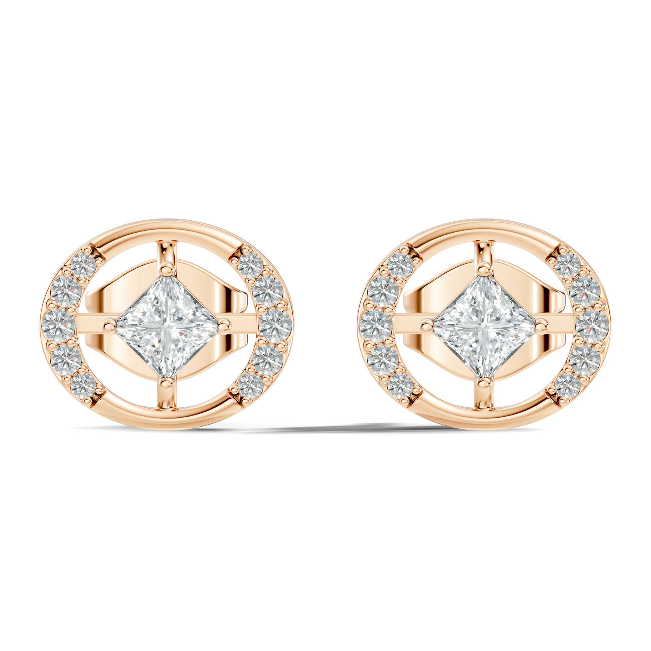 .50 Ct. Princess Cut Diamond Circle Halo Earrings (GJSER-46) 6