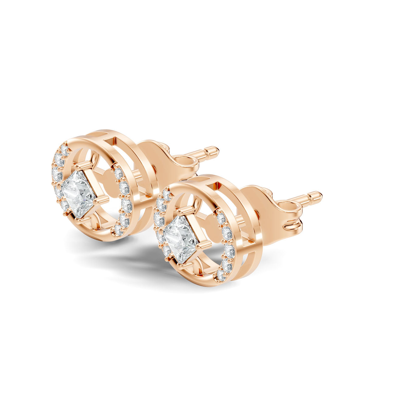 .50 Ct. Princess Cut Diamond Circle Halo Earrings (GJSER-46) 7