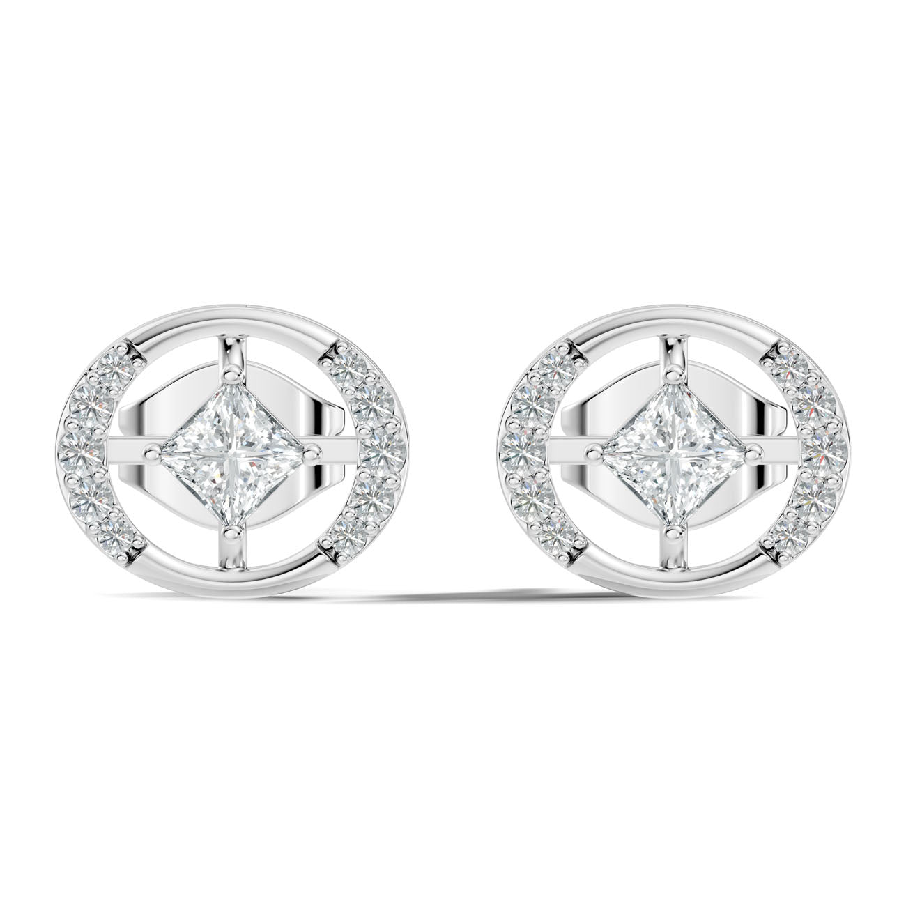 .50 Ct. Princess Cut Diamond Circle Halo Earrings (GJSER-46)