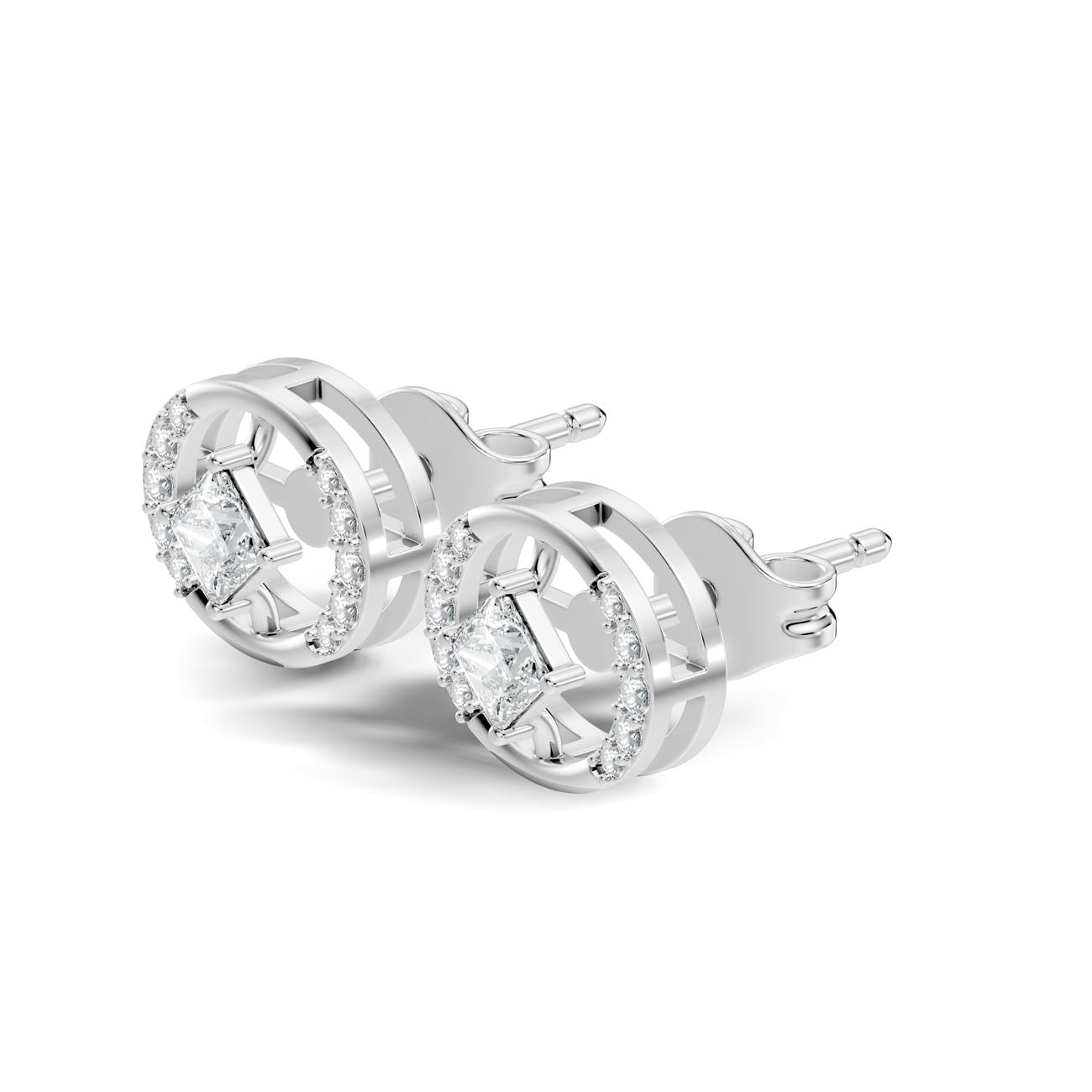 .50 Ct. Princess Cut Diamond Circle Halo Earrings (GJSER-46) 10