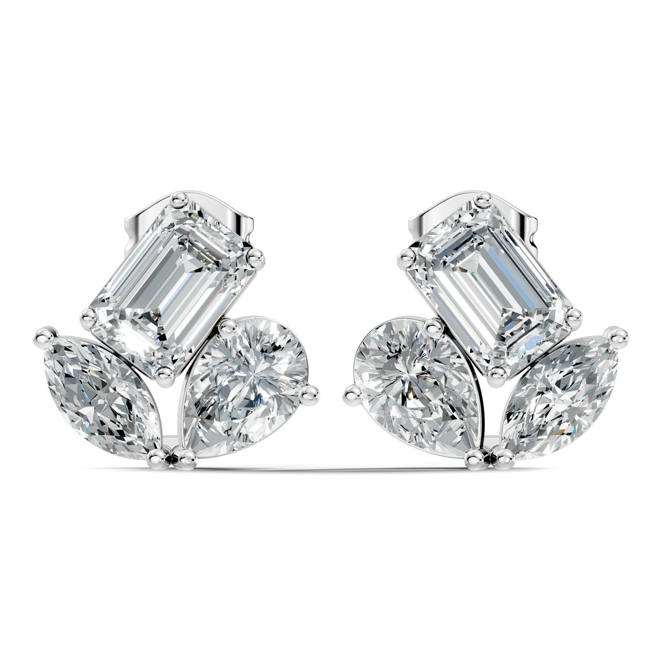 2.17 Ct. Mixed Shape Diamond Cluster Earrings (GJSER-63) 9