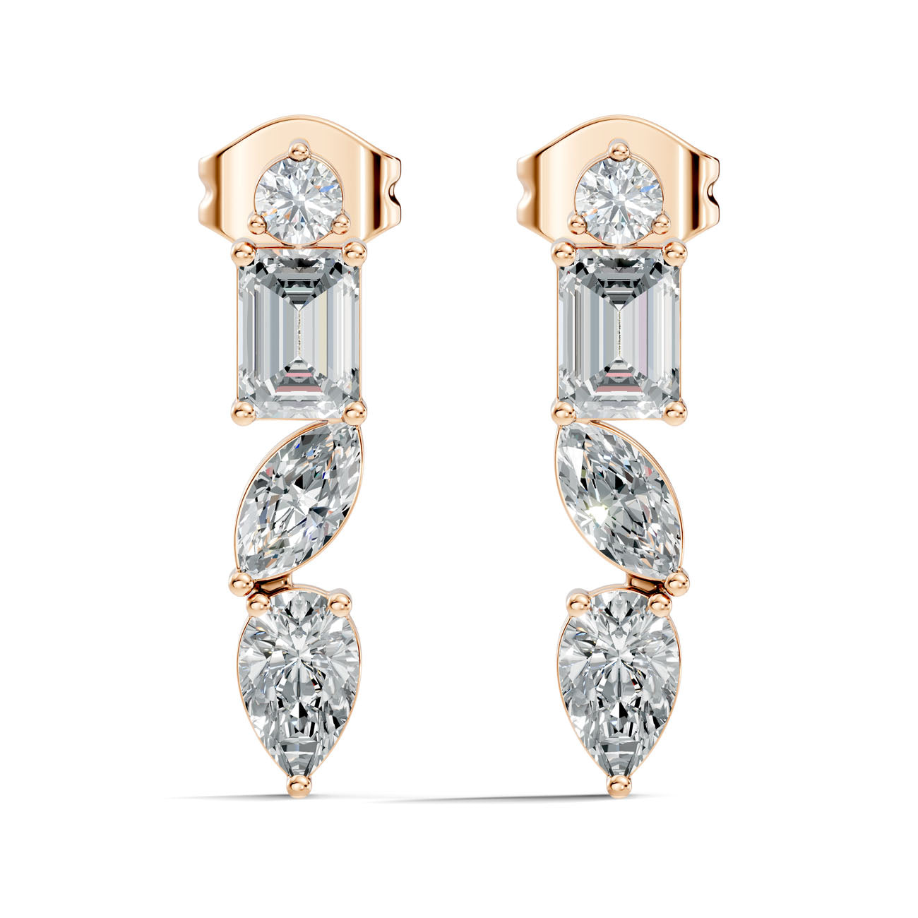 .60 Ct. Mixed Shape Diamond Drop Earrings with Emerald and Pear Accents (GJSER-64) 5