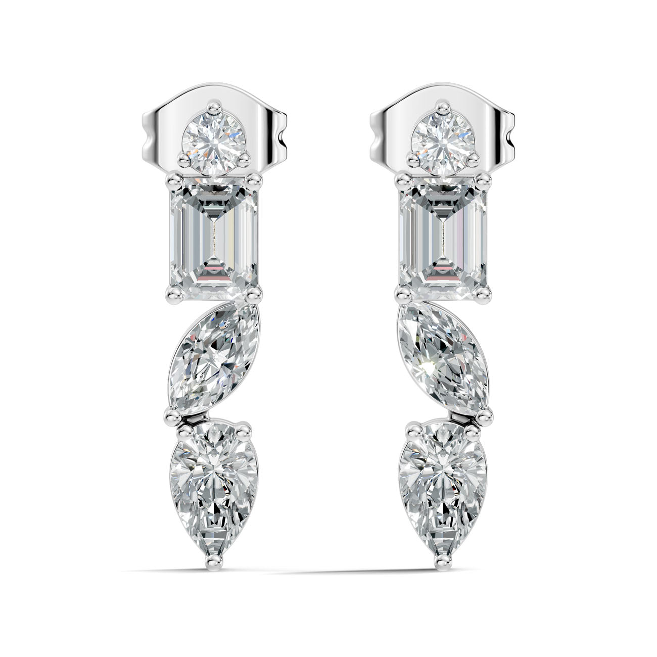 .60 Ct. Mixed Shape Diamond Drop Earrings with Emerald and Pear Accents (GJSER-64) 8