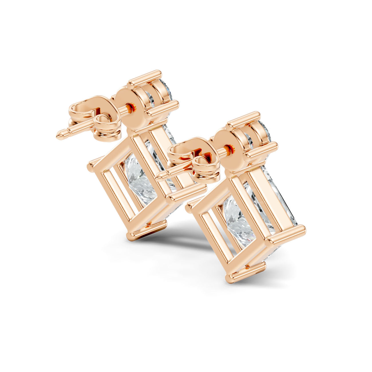 1.75 Ct. Round and Princess Diamond Drop Earrings in Two-Stone Setting (GJSER-70) 11