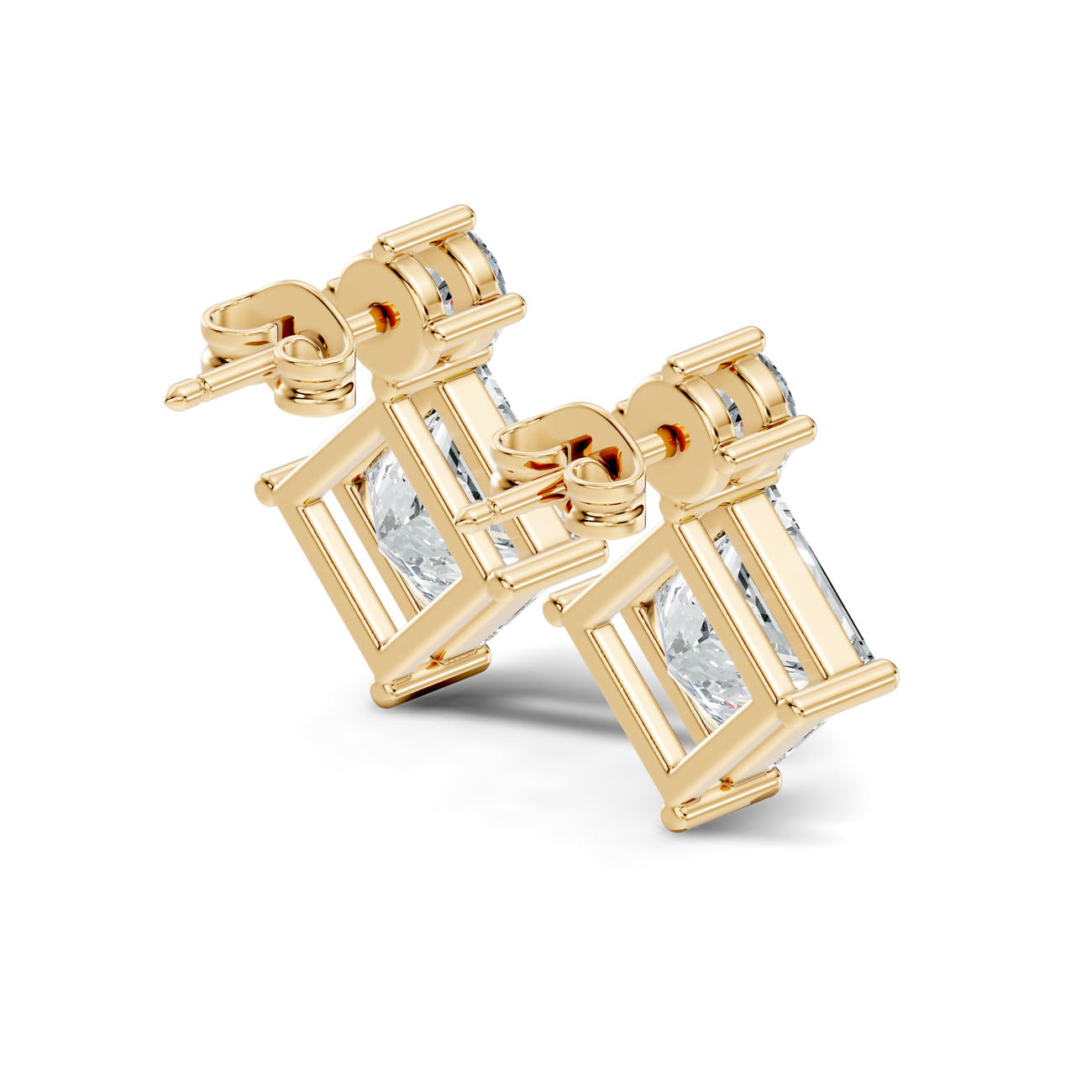 1.75 Ct. Round and Princess Diamond Drop Earrings in Two-Stone Setting (GJSER-70) 4