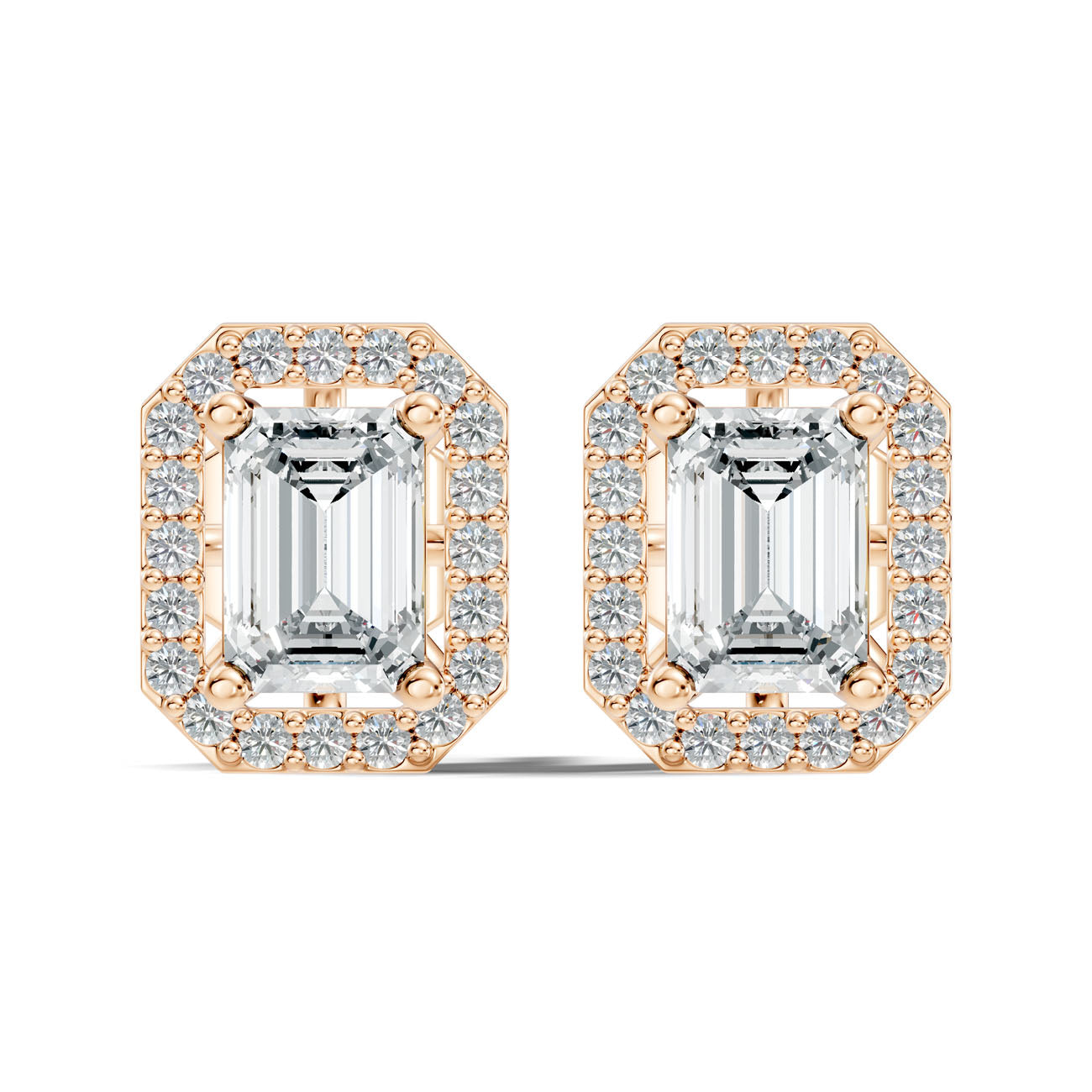 .86 Ct. Emerald Cut Diamond Halo Earrings with Octagonal Frame (GJSER-73) 3