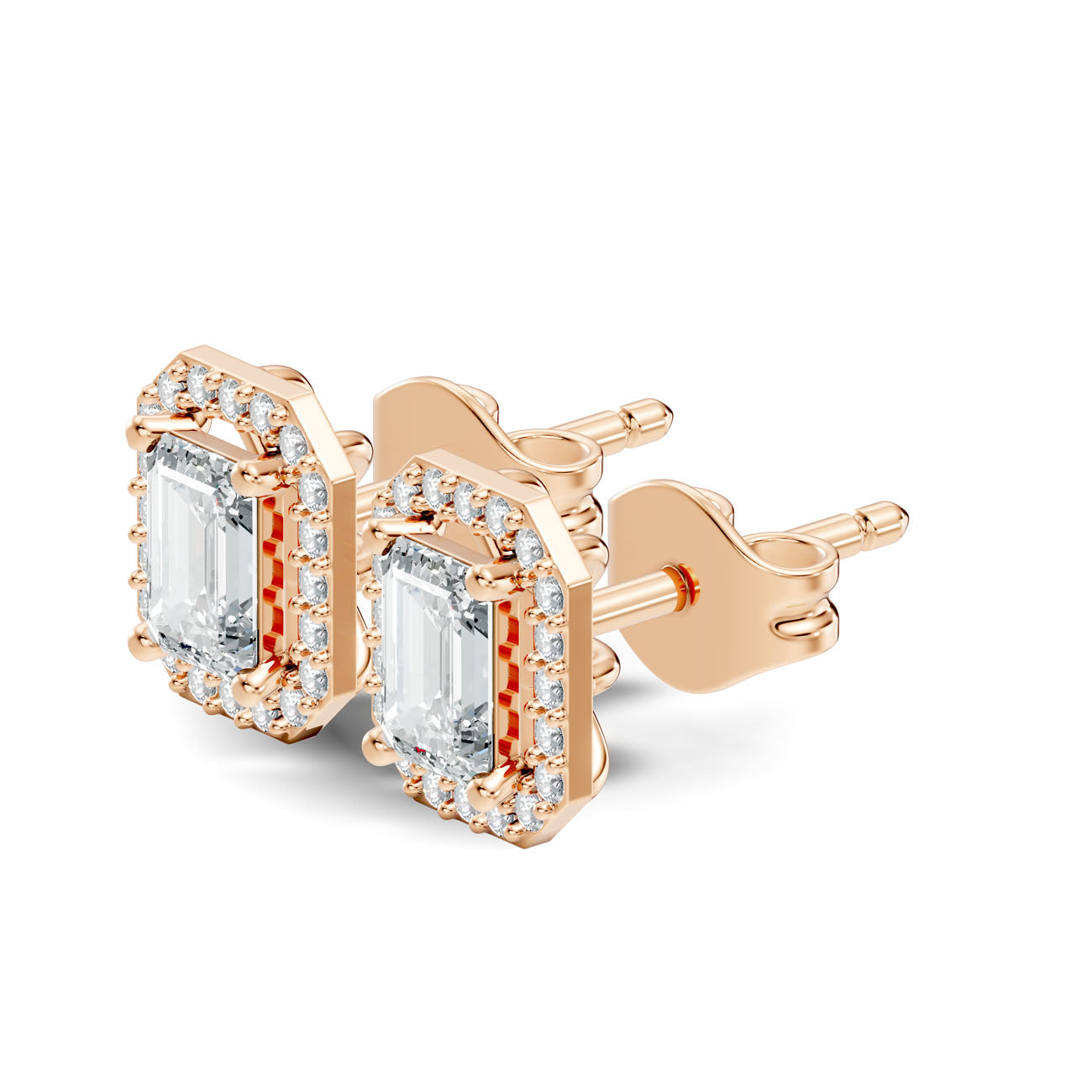 .86 Ct. Emerald Cut Diamond Halo Earrings with Octagonal Frame (GJSER-73)