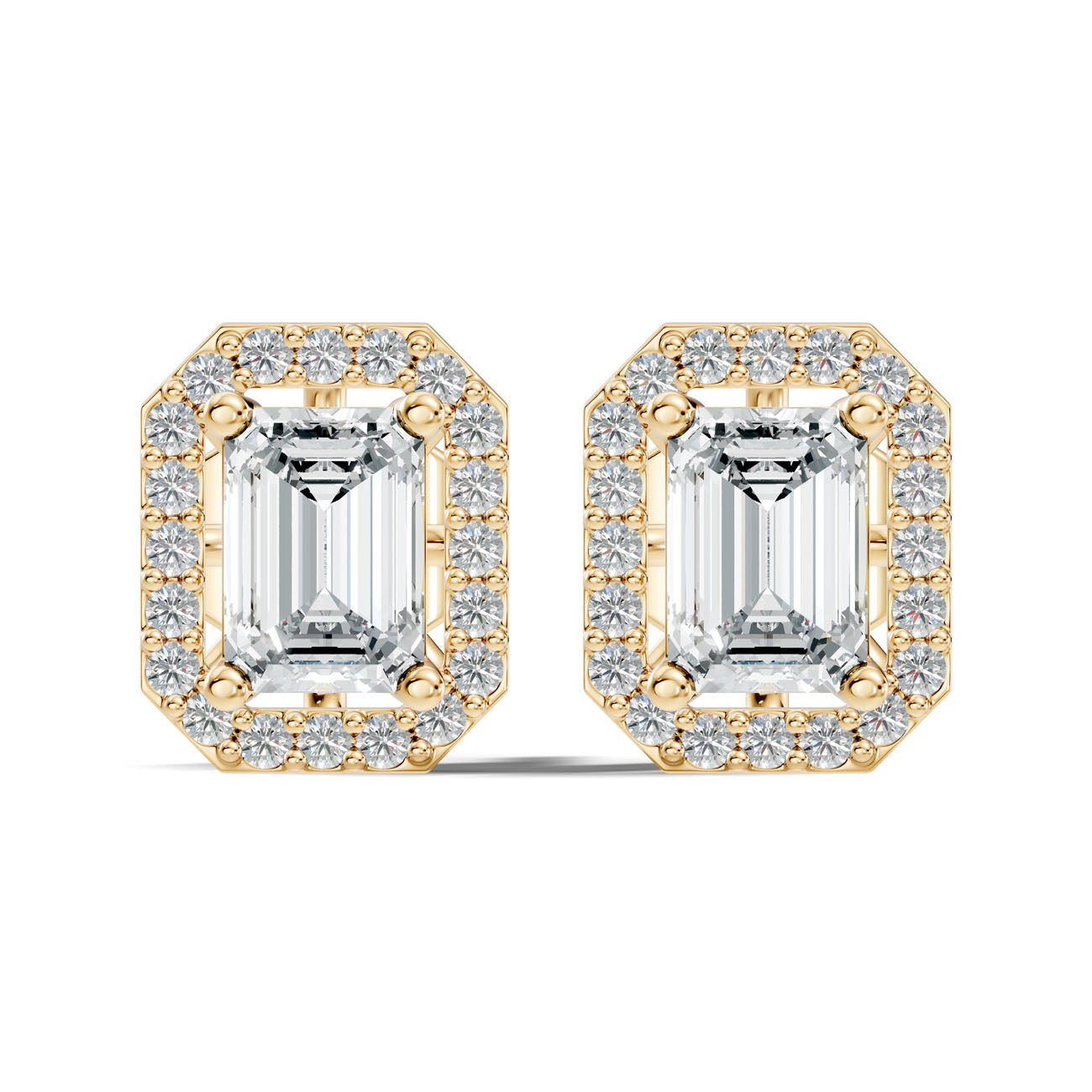 .86 Ct. Emerald Cut Diamond Halo Earrings with Octagonal Frame (GJSER-73) 11