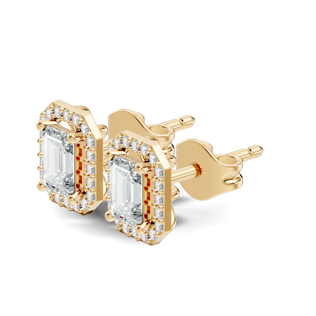 .86 Ct. Emerald Cut Diamond Halo Earrings with Octagonal Frame (GJSER-73) 12