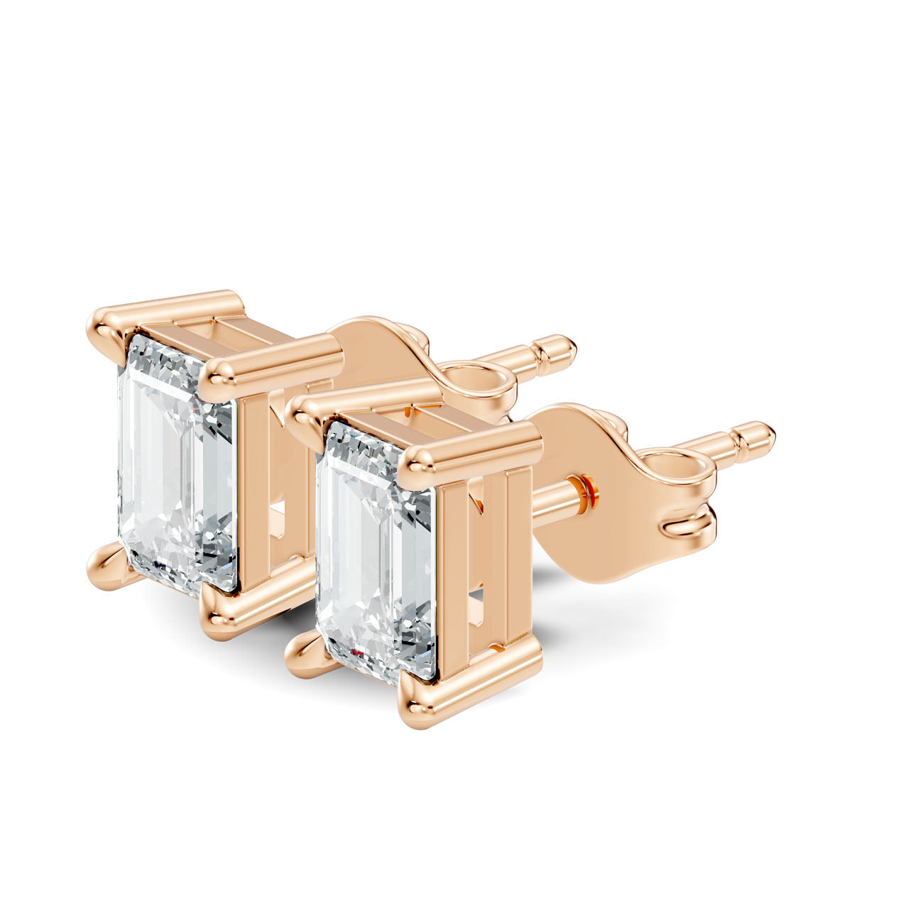 .66 Ct. Emerald-Cut Diamond Solitaire Stud Earrings in Four-Prong Setting (GJSER-74)