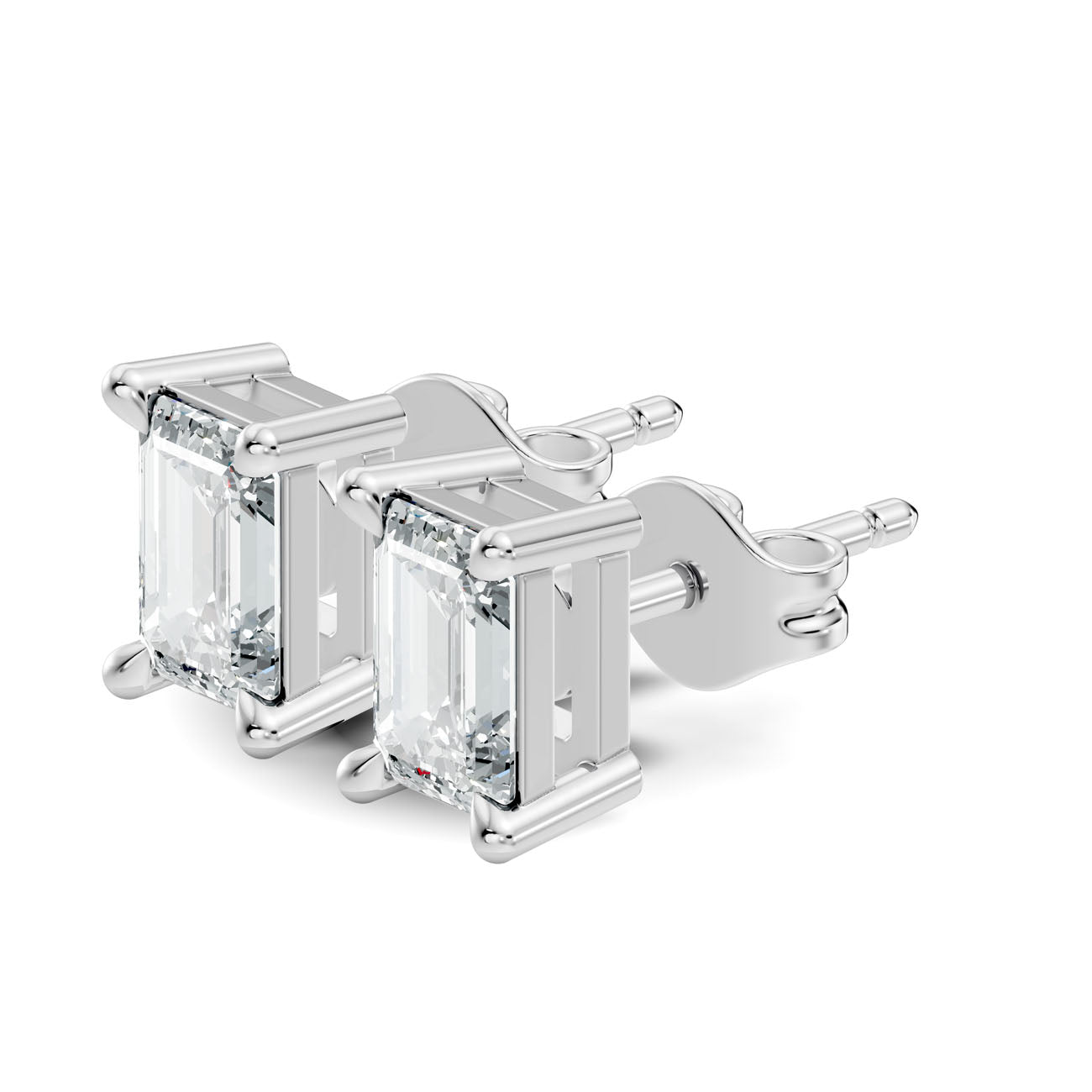 .66 Ct. Emerald-Cut Diamond Solitaire Stud Earrings in Four-Prong Setting (GJSER-74) 7