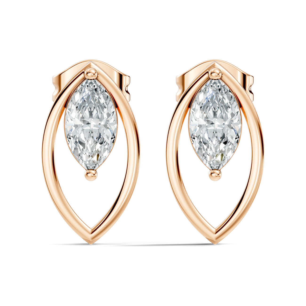 .55 Ct. Marquise Diamond Stud Earrings in Open Navette Frame (GJSER-83) 3