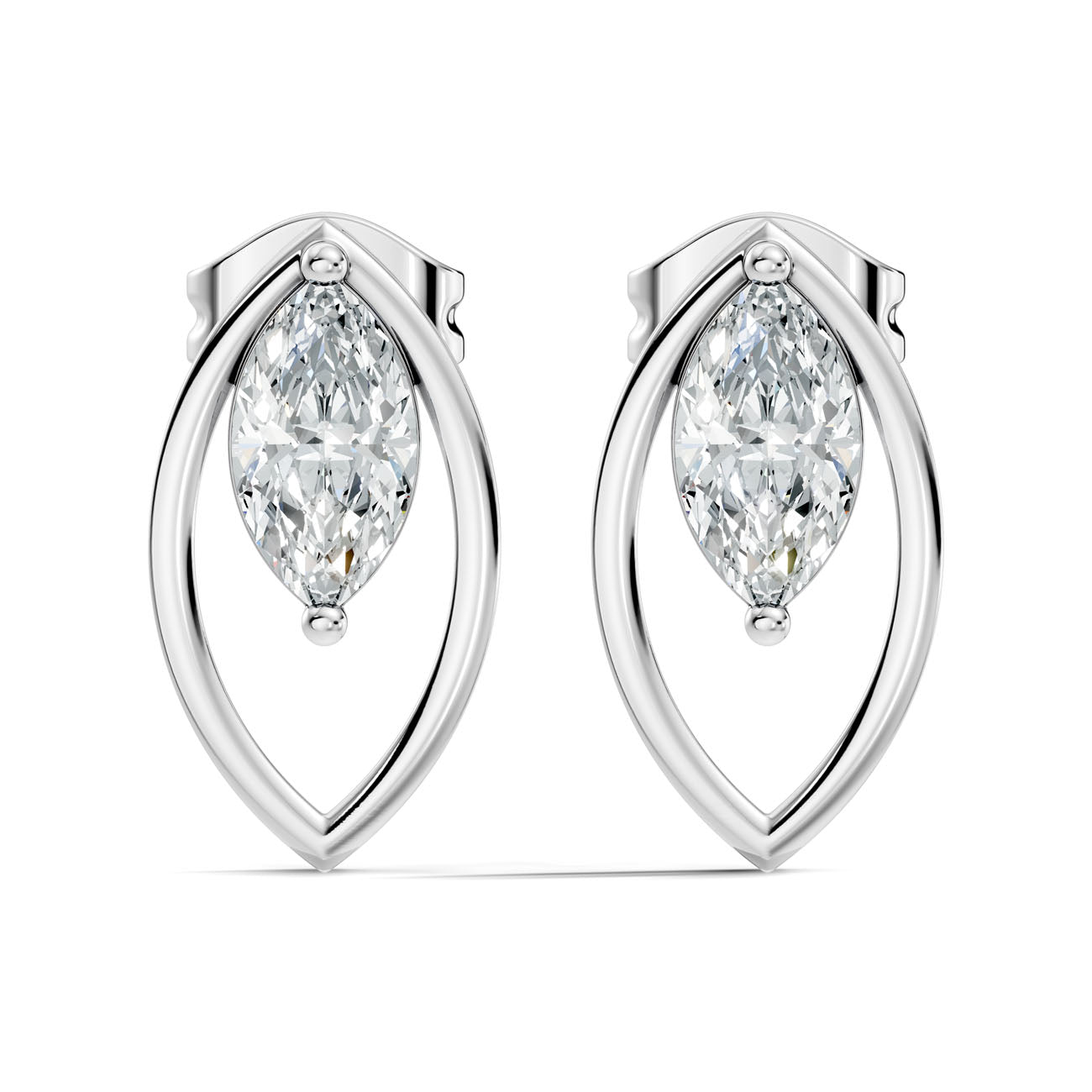 .55 Ct. Marquise Diamond Stud Earrings in Open Navette Frame (GJSER-83)