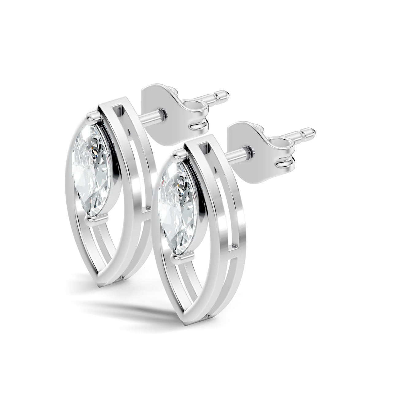 .55 Ct. Marquise Diamond Stud Earrings in Open Navette Frame (GJSER-83) 7