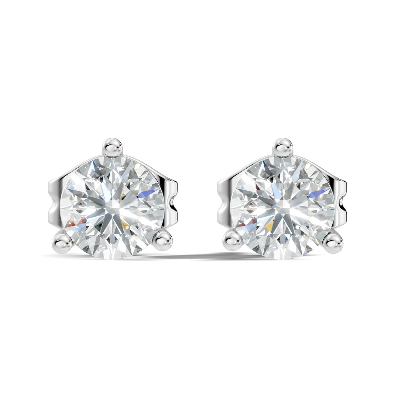 2.00 Ct. Round Diamond Solitaire Stud Earrings in Three-Prong Martini Setting (GJSER-98)