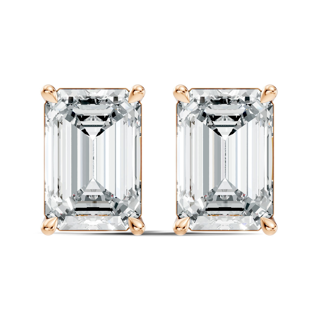 6.40 Ct. Emerald-Cut Diamond Solitaire Stud Earrings in Four-Prong Setting (GJSER-99) 6