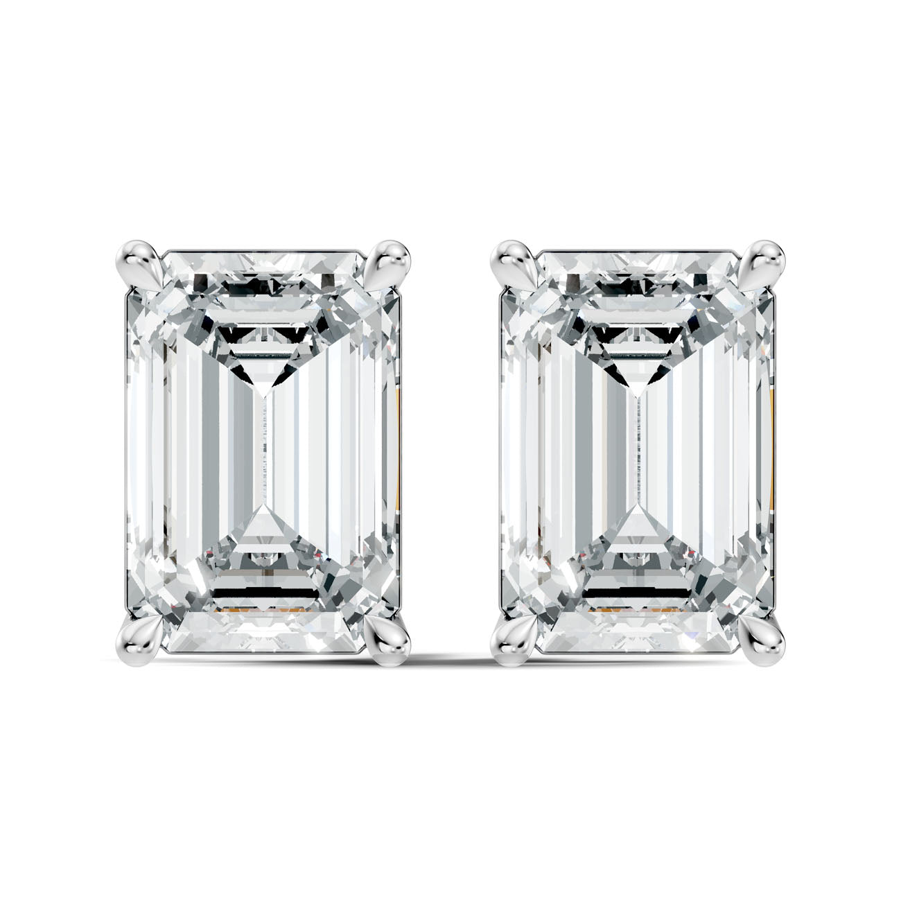 6.40 Ct. Emerald-Cut Diamond Solitaire Stud Earrings in Four-Prong Setting (GJSER-99)