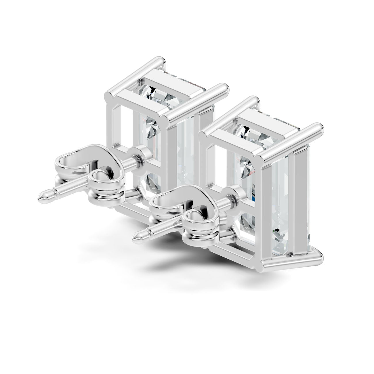 6.40 Ct. Emerald-Cut Diamond Solitaire Stud Earrings in Four-Prong Setting (GJSER-99) 8