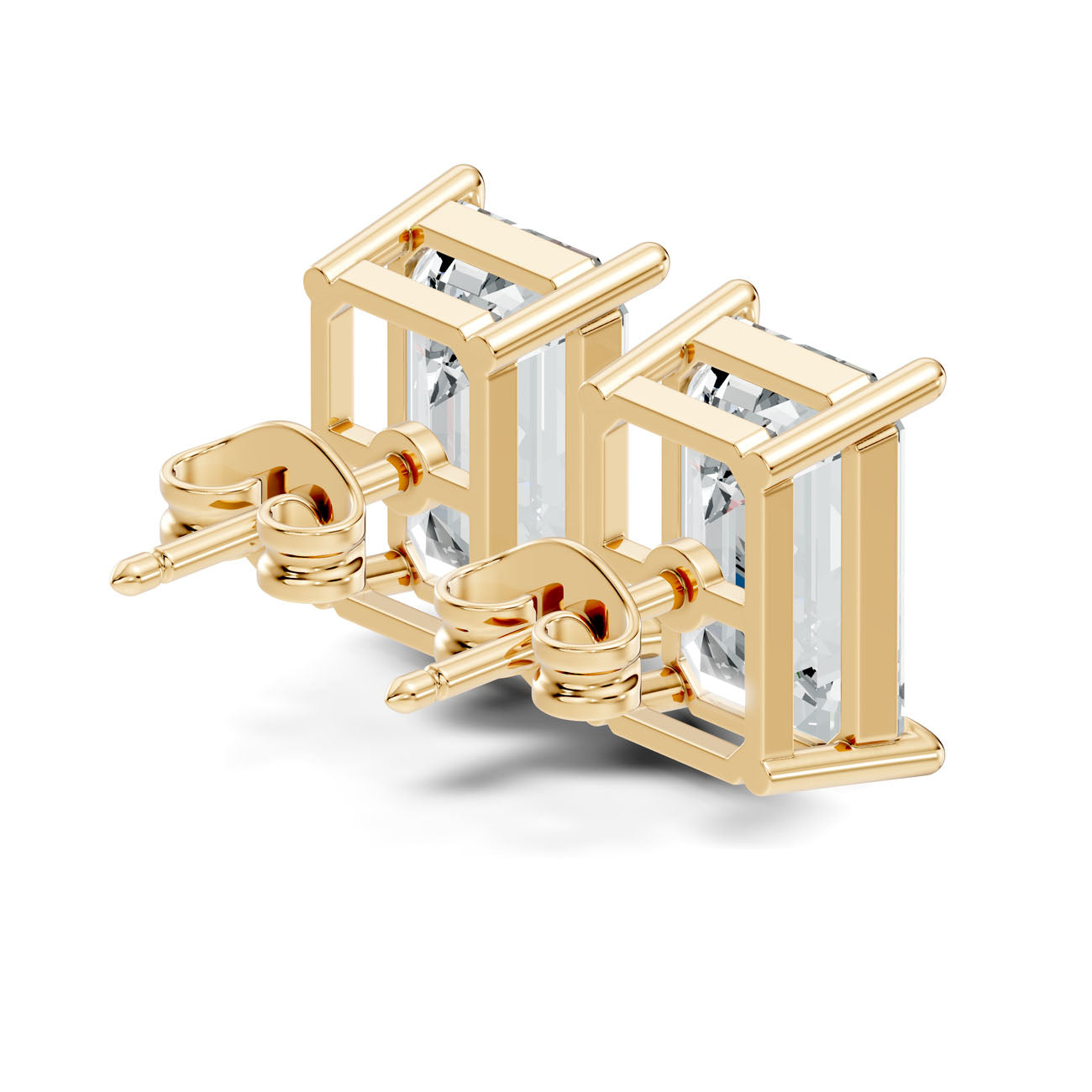 6.40 Ct. Emerald-Cut Diamond Solitaire Stud Earrings in Four-Prong Setting (GJSER-99) 5