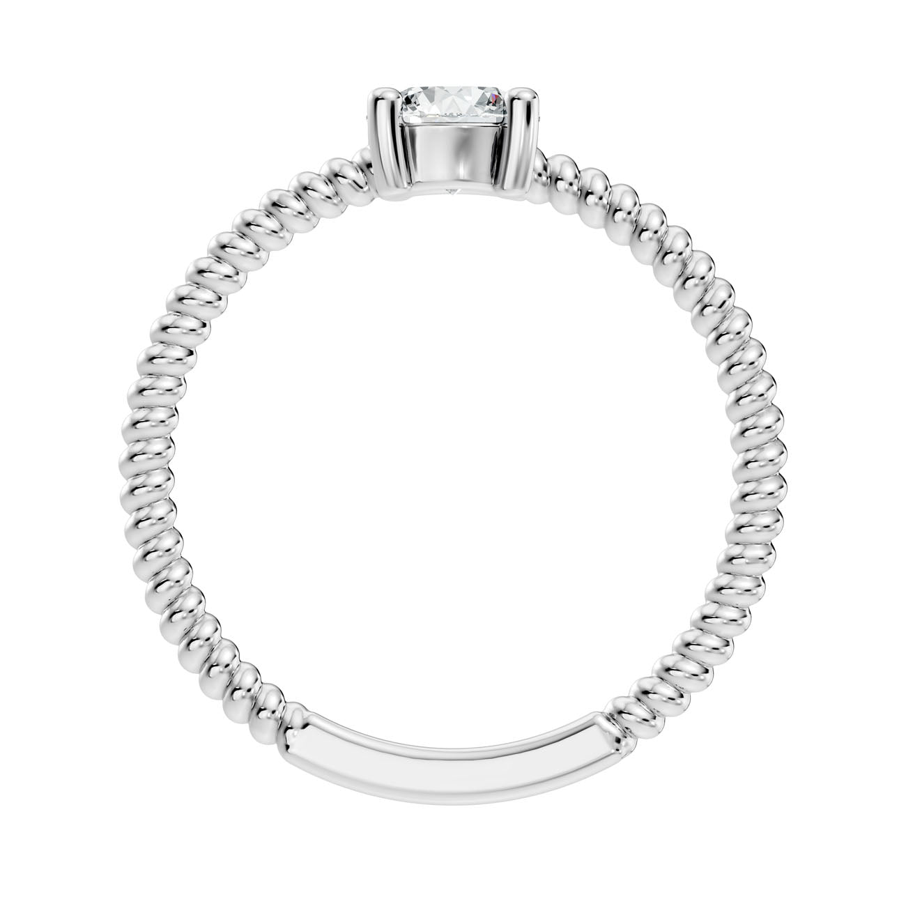 .50 Ct. Round Diamond Solitaire Ring with Beaded Band (GJSLR-011) 14