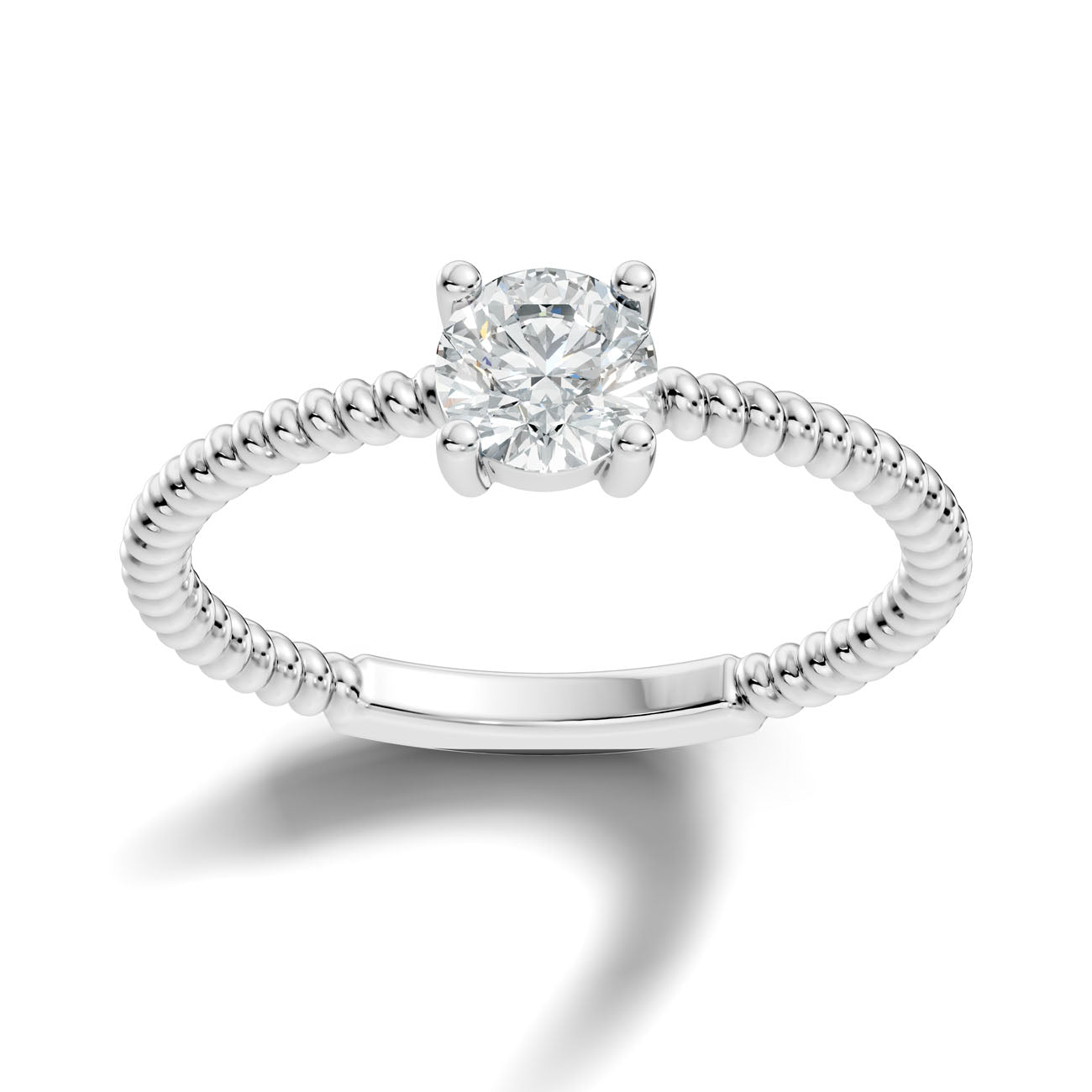 .50 Ct. Round Diamond Solitaire Ring with Beaded Band (GJSLR-011)