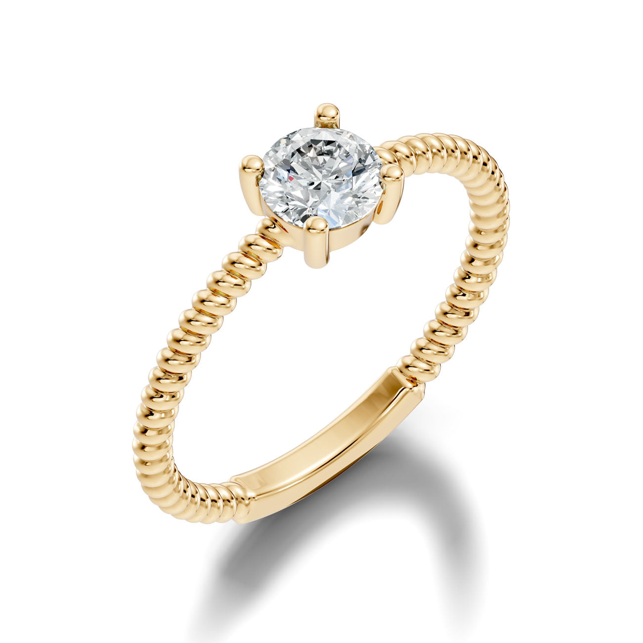 .50 Ct. Round Diamond Solitaire Ring with Beaded Band (GJSLR-011)