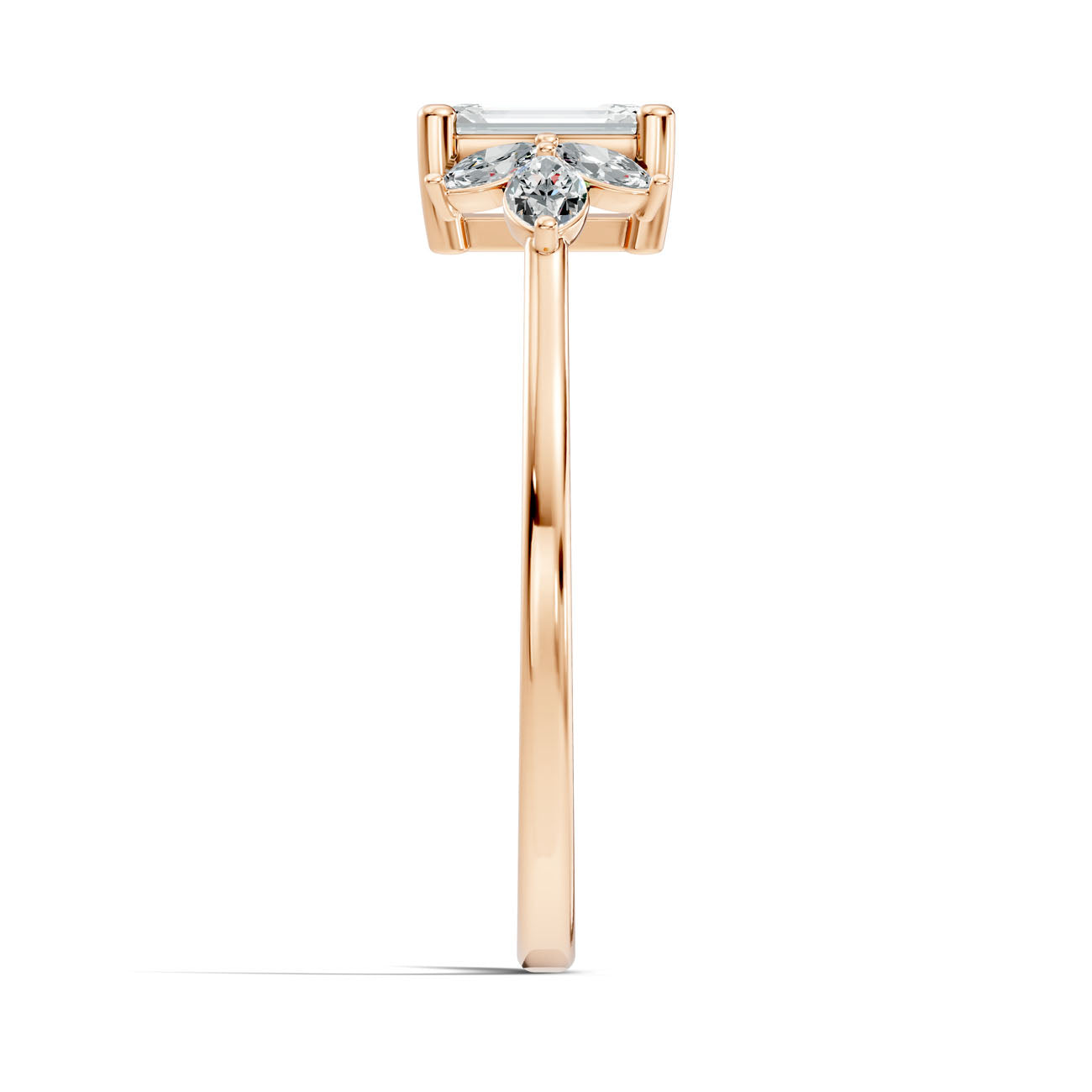 .67 Ct. Emerald-Cut Diamond Ring with Marquise Side Stones (GJSLR-012) 9