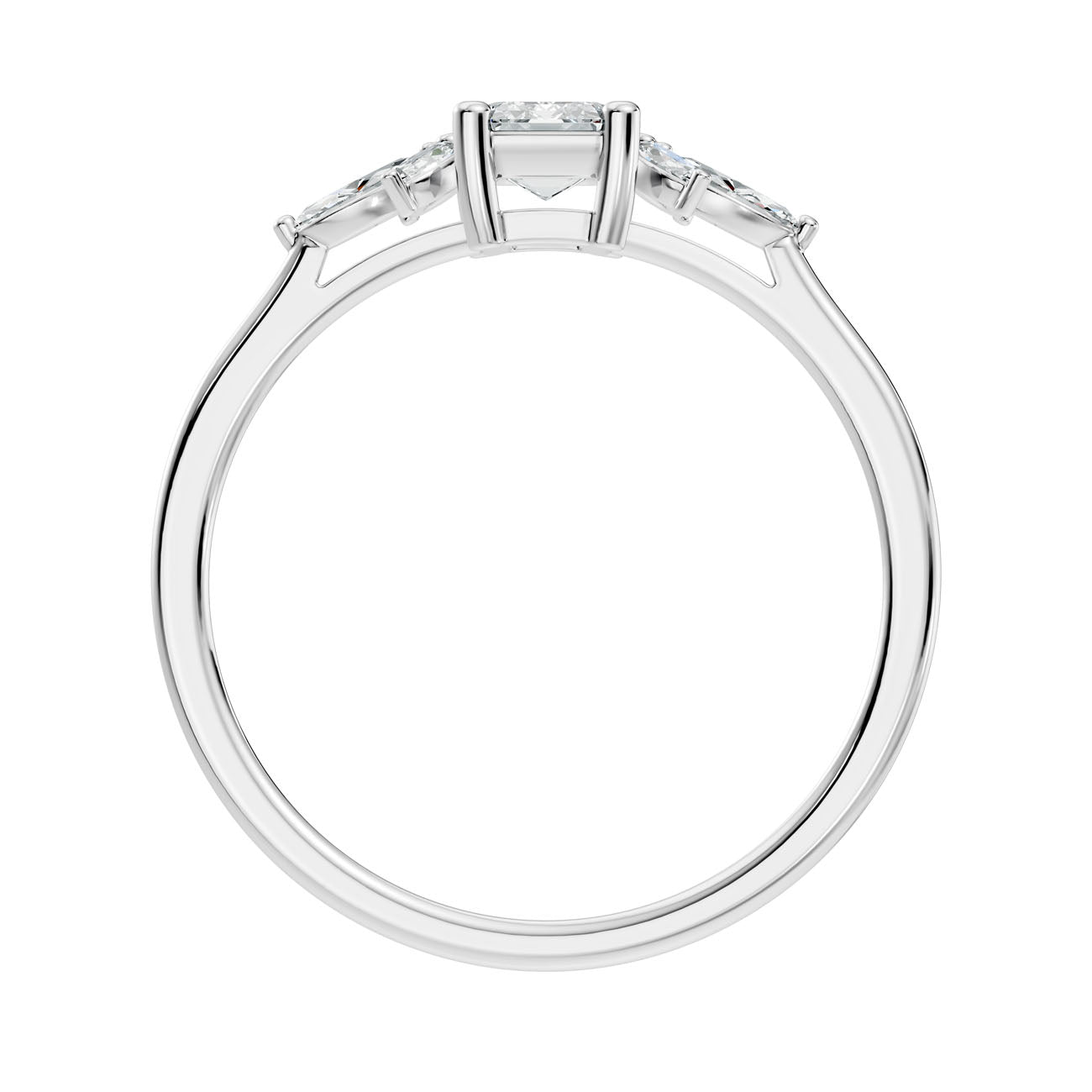 .67 Ct. Emerald-Cut Diamond Ring with Marquise Side Stones (GJSLR-012) 11