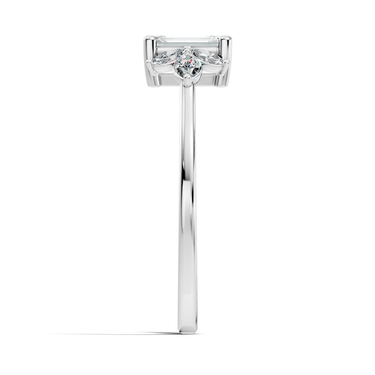 .67 Ct. Emerald-Cut Diamond Ring with Marquise Side Stones (GJSLR-012) 12
