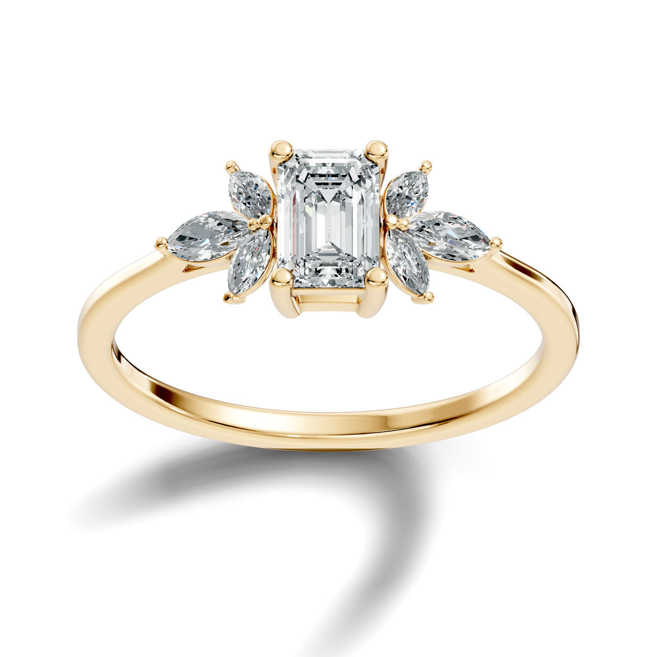 .67 Ct. Emerald-Cut Diamond Ring with Marquise Side Stones (GJSLR-012) 4