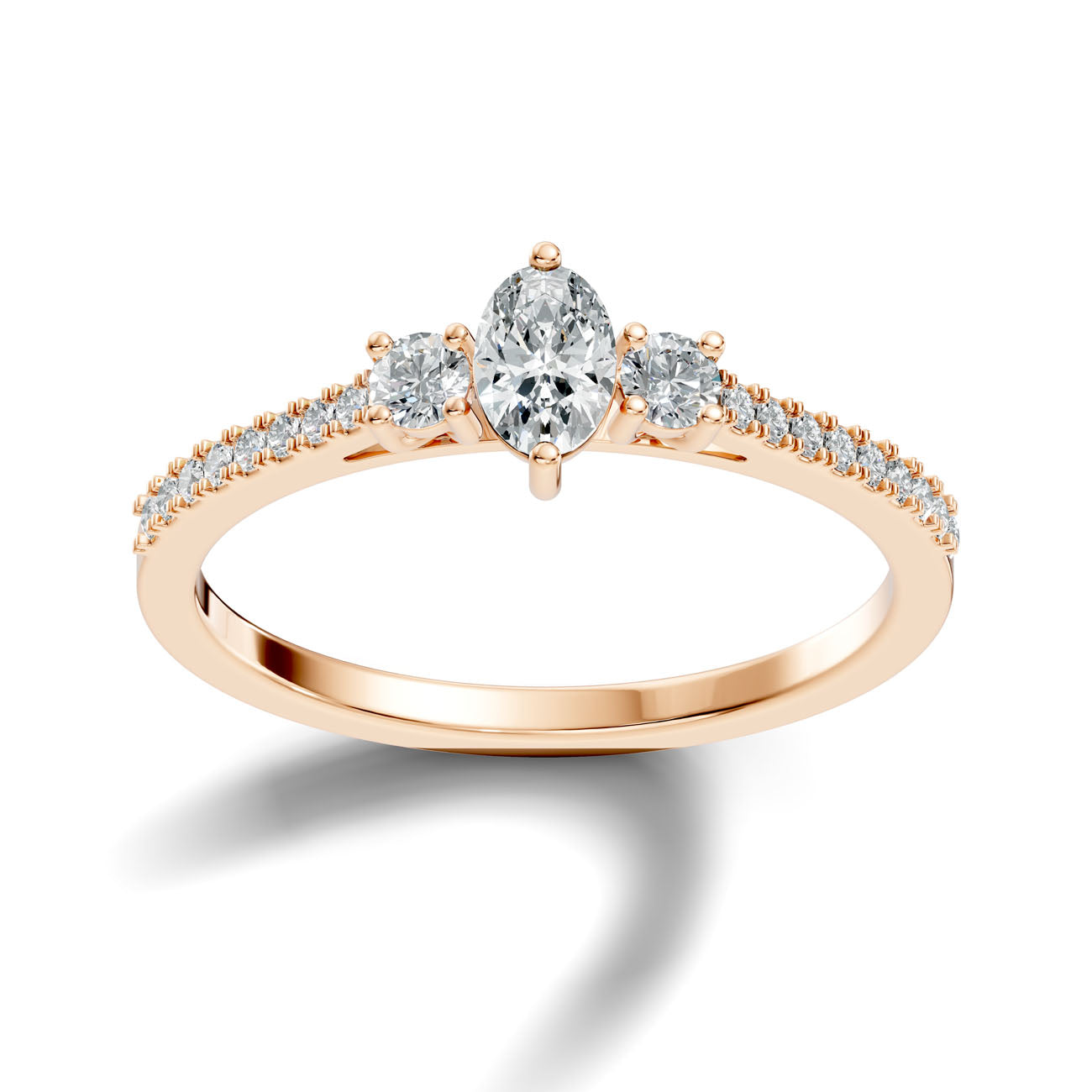 .41 Ct. Oval Diamond Ring with Round Diamond Side Stones and Pavé Shank (GJSLR-013) 8