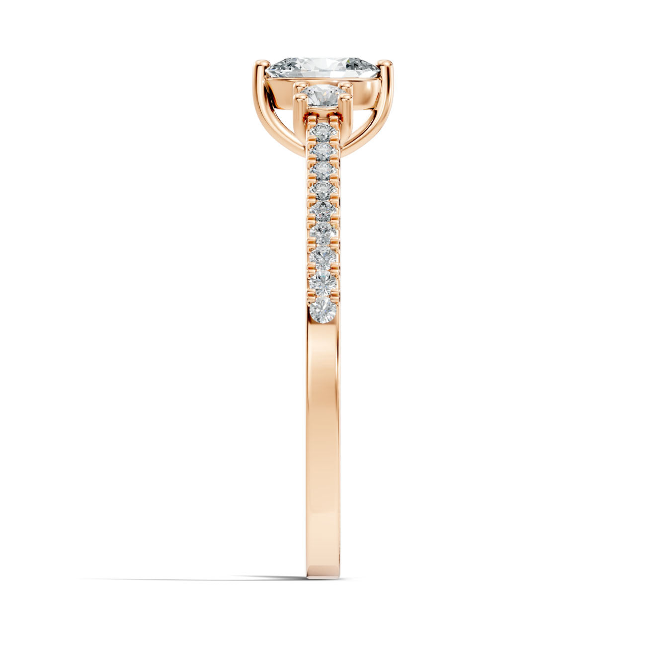 .41 Ct. Oval Diamond Ring with Round Diamond Side Stones and Pavé Shank (GJSLR-013) 9