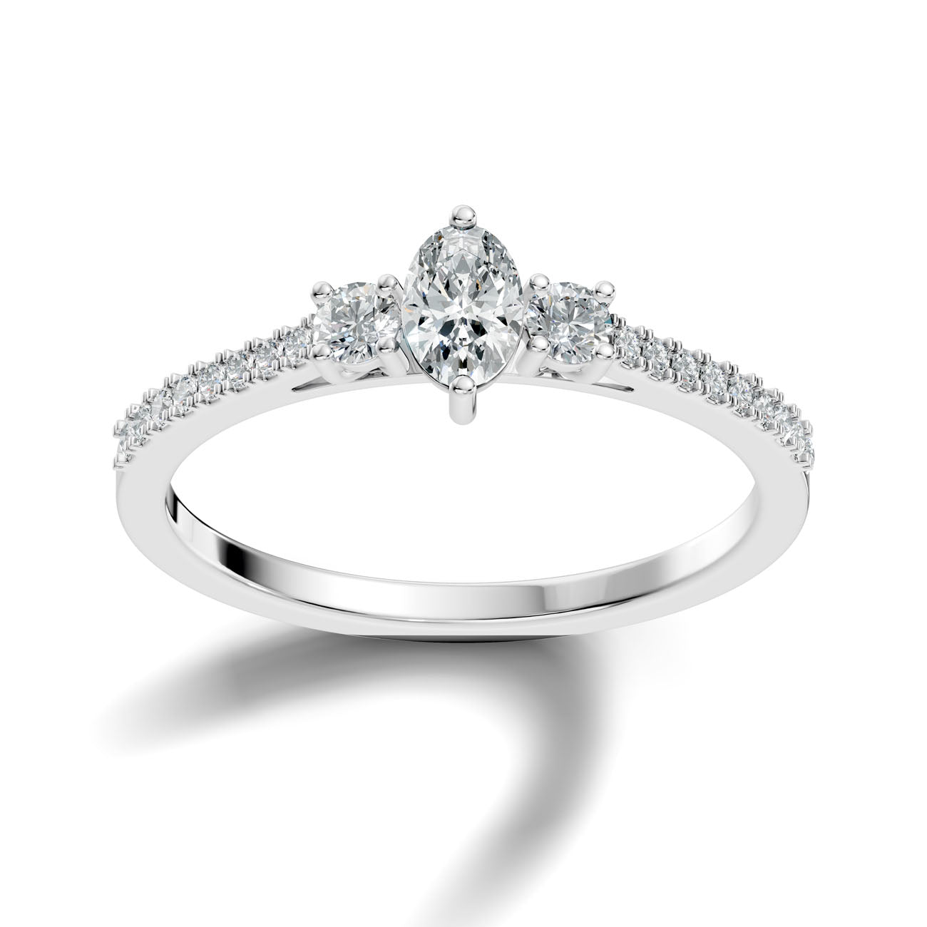 .41 Ct. Oval Diamond Ring with Round Diamond Side Stones and Pavé Shank (GJSLR-013)