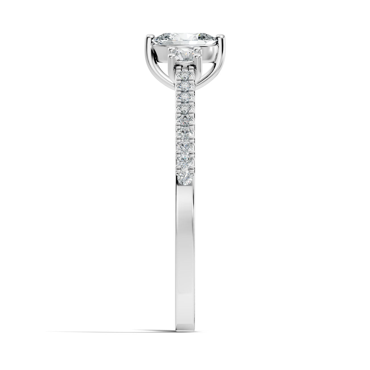 .41 Ct. Oval Diamond Ring with Round Diamond Side Stones and Pavé Shank (GJSLR-013) 12