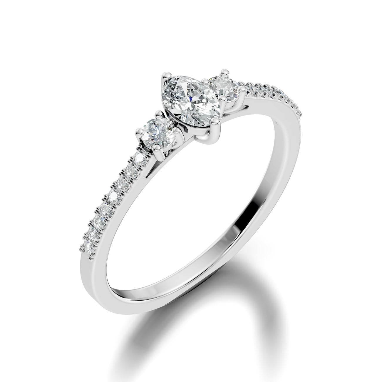 .41 Ct. Oval Diamond Ring with Round Diamond Side Stones and Pavé Shank (GJSLR-013) 13