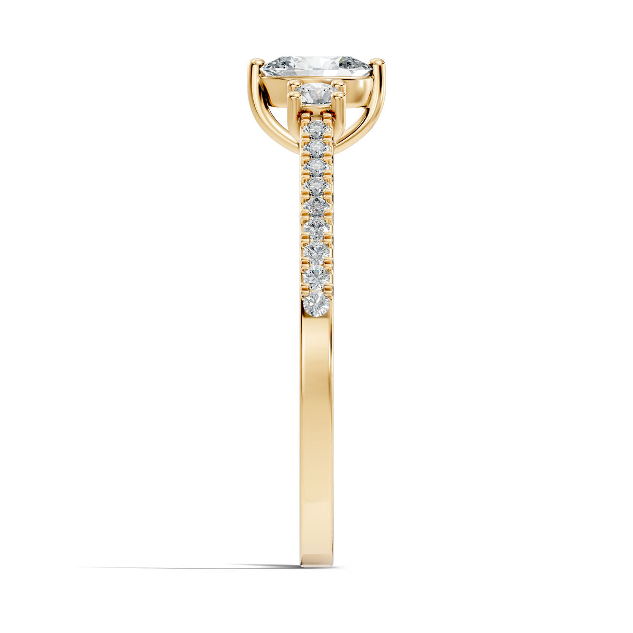 .41 Ct. Oval Diamond Ring with Round Diamond Side Stones and Pavé Shank (GJSLR-013) 15