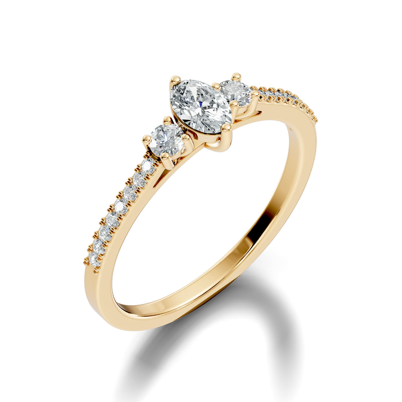 .41 Ct. Oval Diamond Ring with Round Diamond Side Stones and Pavé Shank (GJSLR-013)