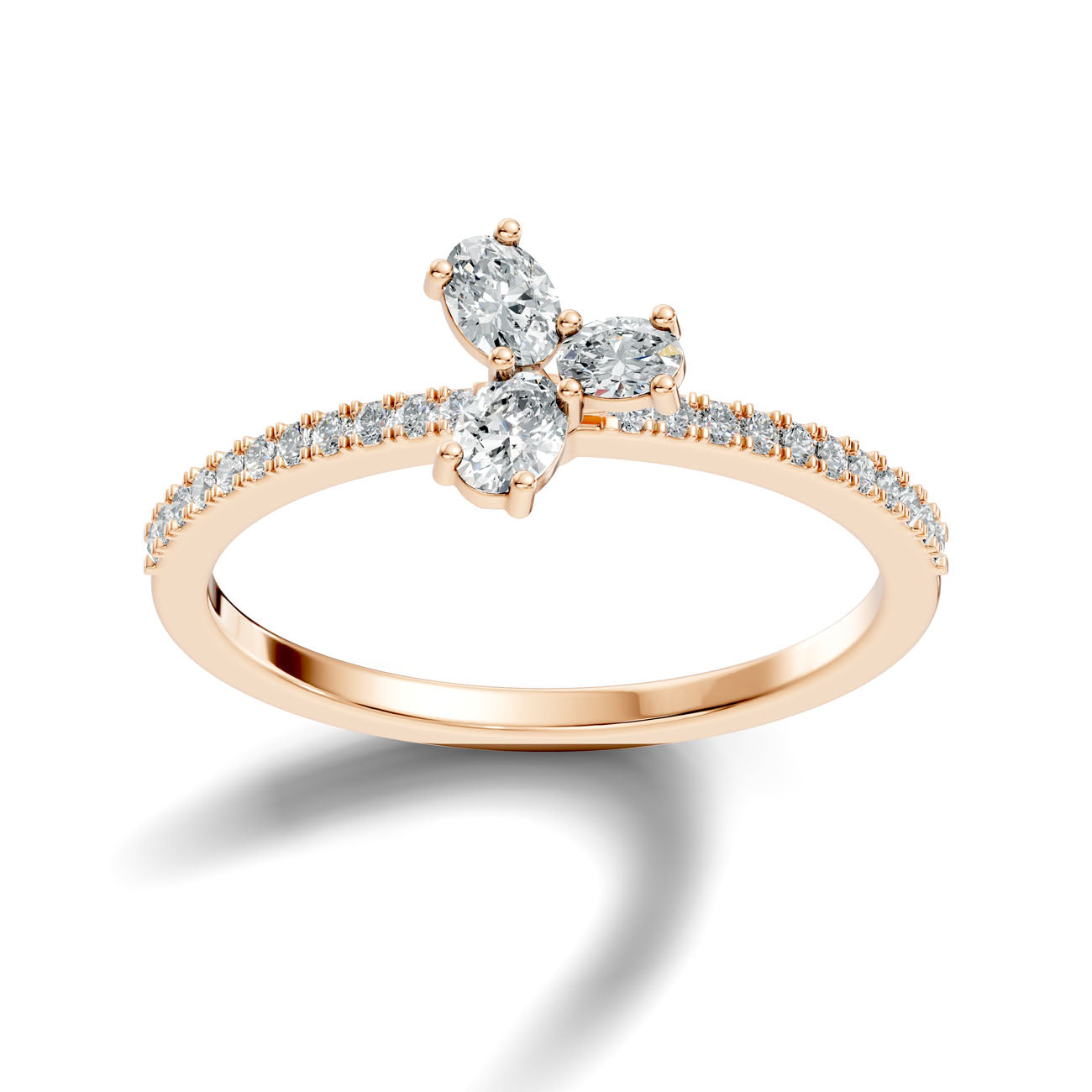 .32 Ct. Oval Diamond Trio Cluster Ring with Pavé Band (GJSLR-015) 11