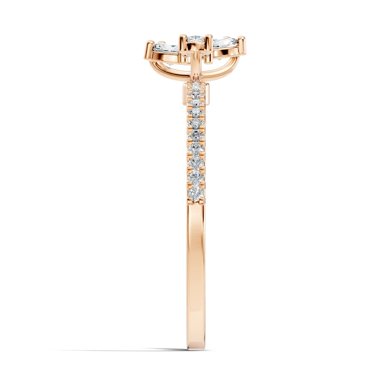 .32 Ct. Oval Diamond Trio Cluster Ring with Pavé Band (GJSLR-015) 12