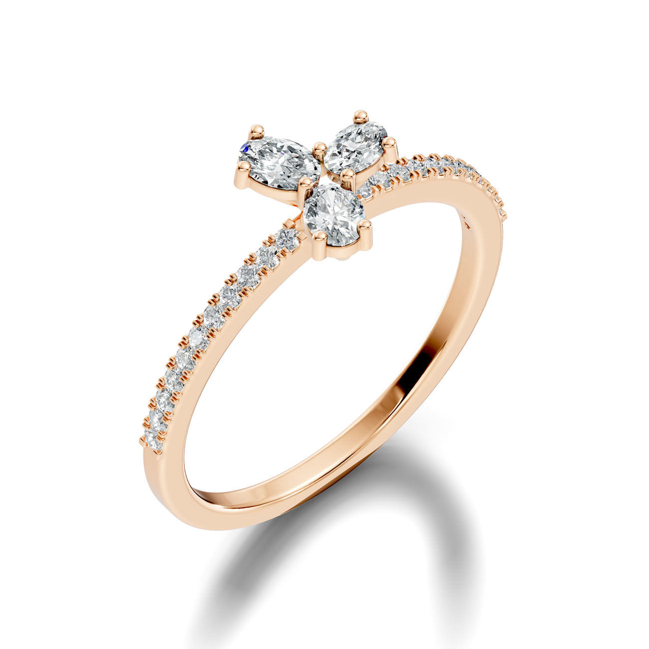 .32 Ct. Oval Diamond Trio Cluster Ring with Pavé Band (GJSLR-015) 13