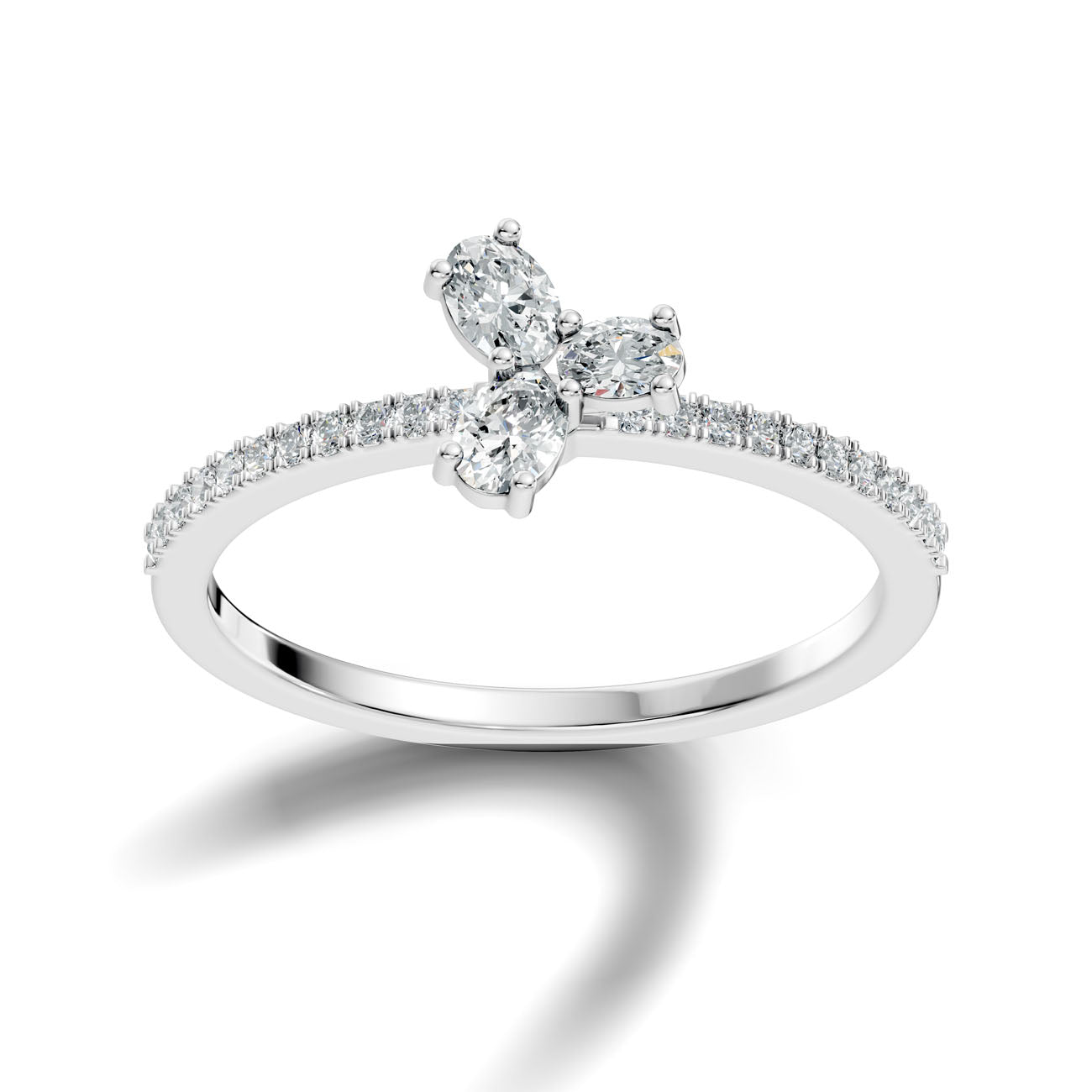.32 Ct. Oval Diamond Trio Cluster Ring with Pavé Band (GJSLR-015)
