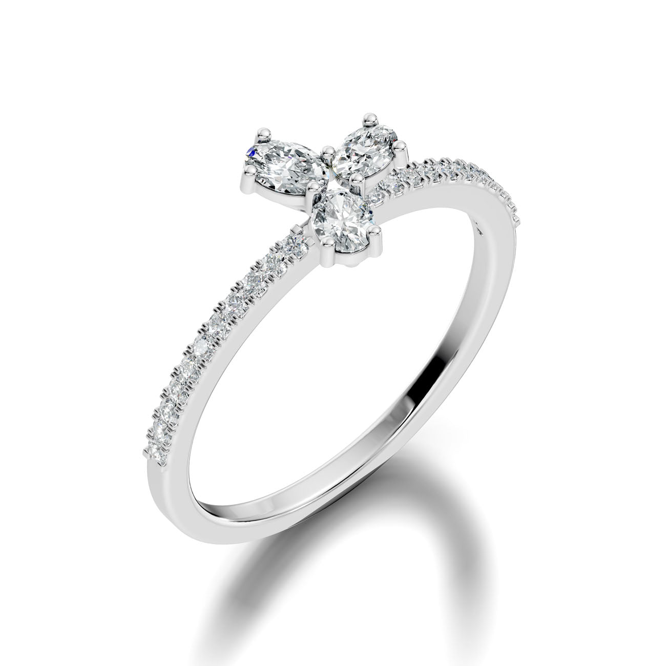 .32 Ct. Oval Diamond Trio Cluster Ring with Pavé Band (GJSLR-015) 6