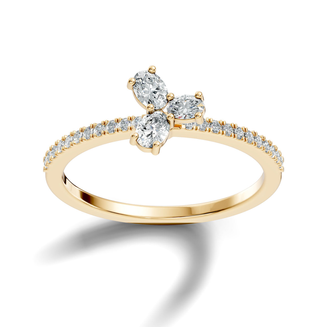 .32 Ct. Oval Diamond Trio Cluster Ring with Pavé Band (GJSLR-015) 4