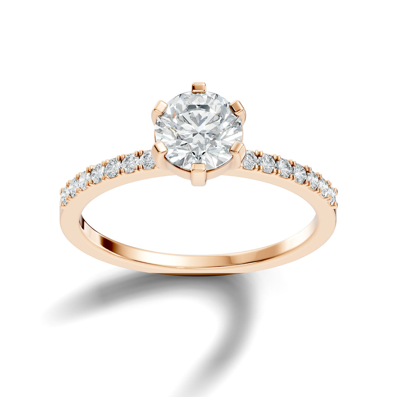 1.20 Ct. Classic Round Solitaire Diamond Ring with Pavé Band (GJSLR-016) 10