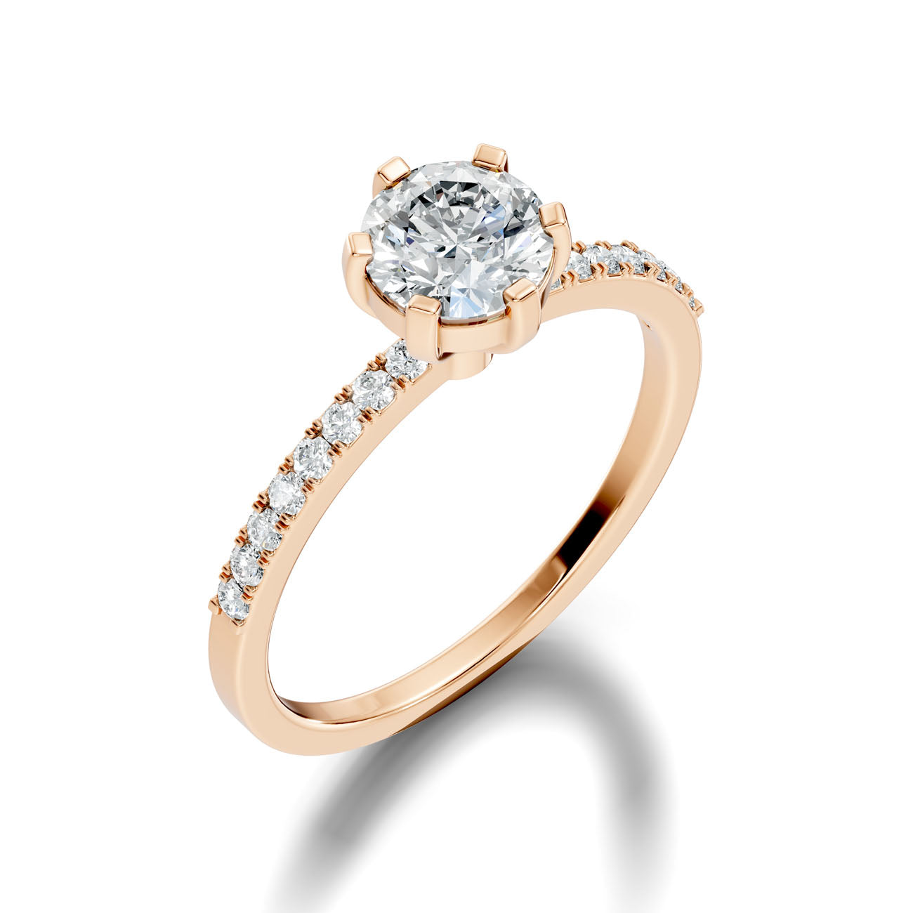1.20 Ct. Classic Round Solitaire Diamond Ring with Pavé Band (GJSLR-016) 6