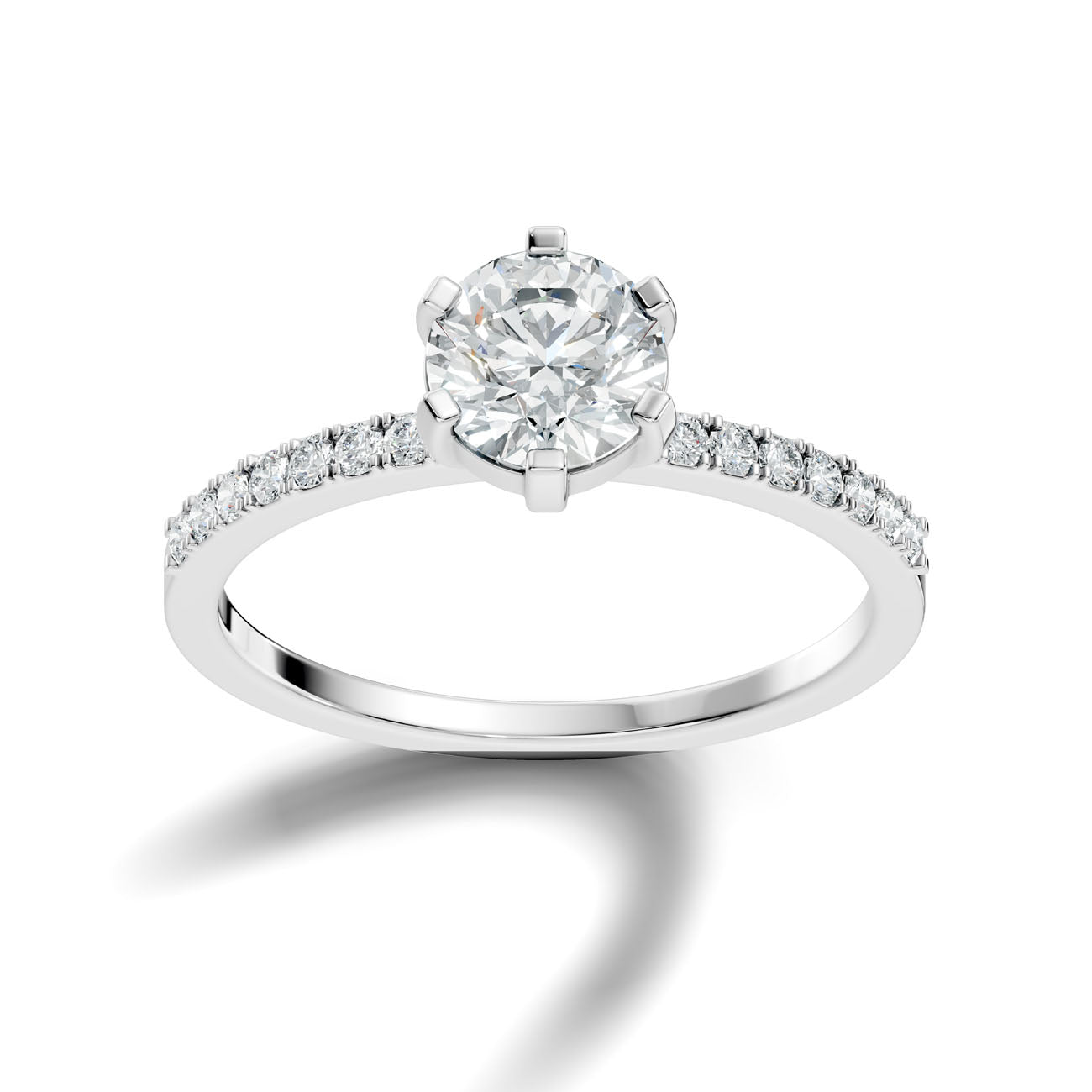 1.20 Ct. Classic Round Solitaire Diamond Ring with Pavé Band (GJSLR-016)