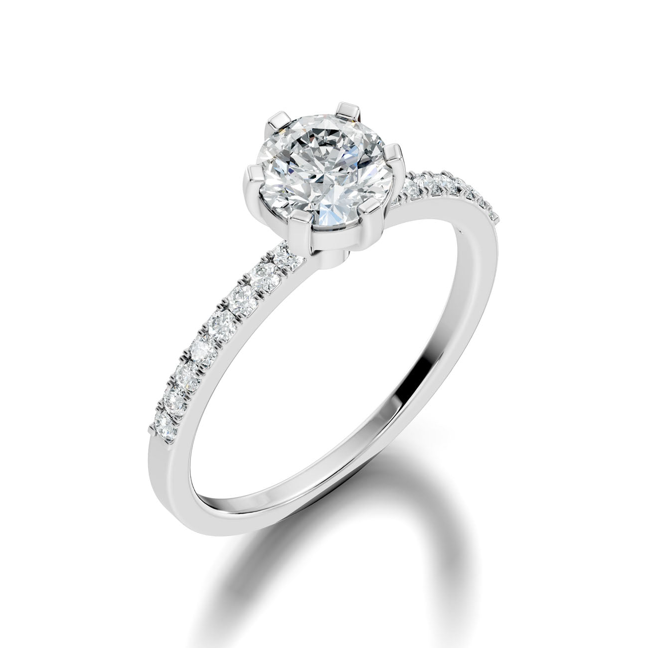 1.20 Ct. Classic Round Solitaire Diamond Ring with Pavé Band (GJSLR-016) 11